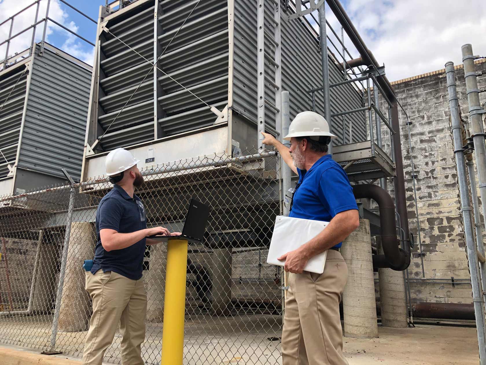 On-site at industrial cooling tower